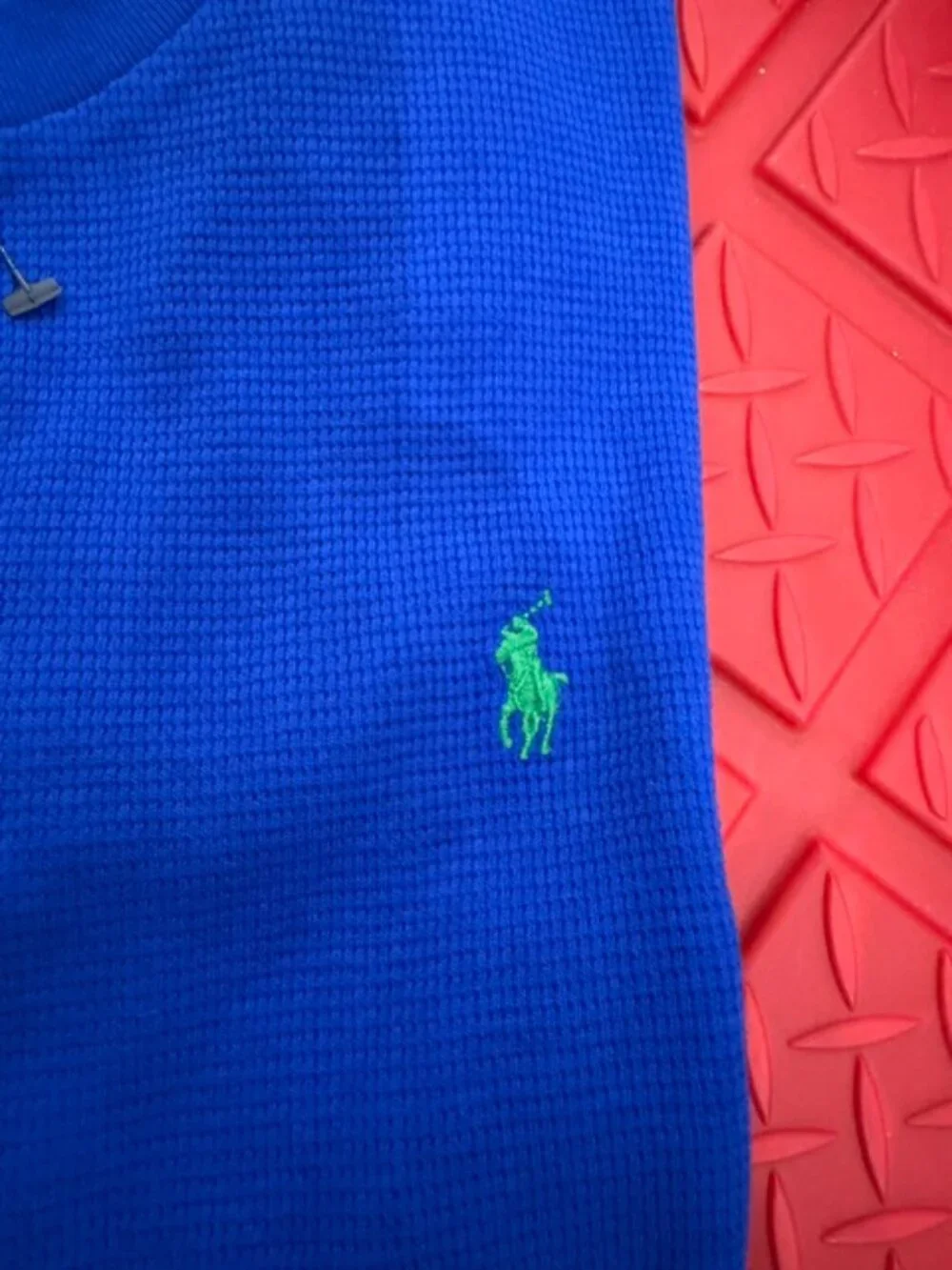 Polo Ralph Lauren Top XL (18-20) Waffle Knit Royal Blue Long Sleeve - Picture 4 of 4
